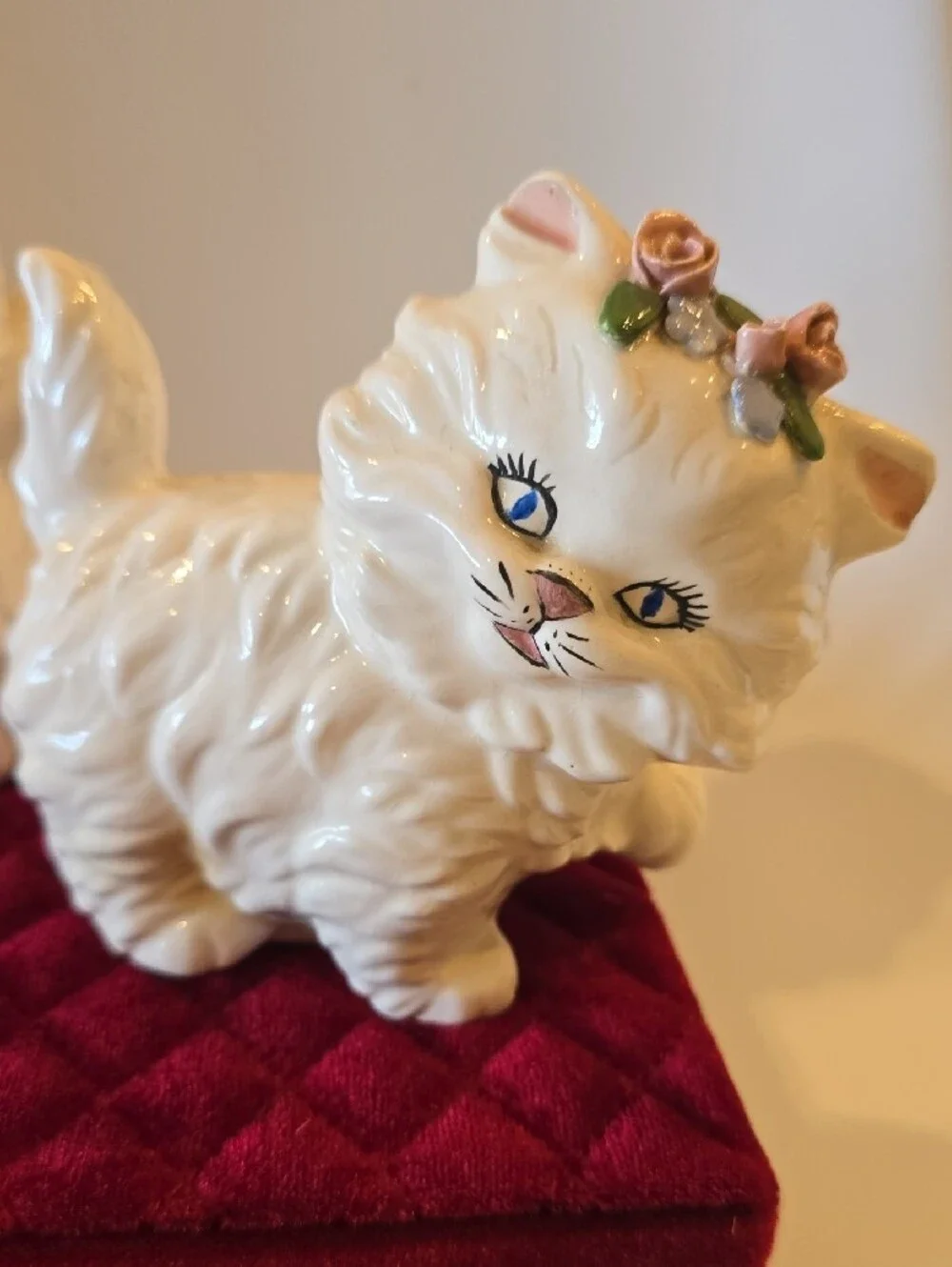 Vintage White Ceramic Kitten Figurines Dot - Trio